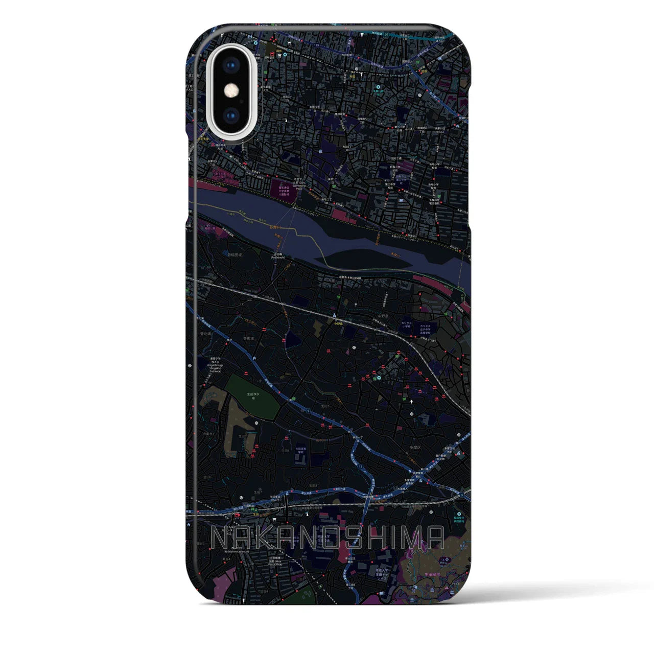 【中野島(神奈川県)】地図柄iPhoneケース(バックカバータイプ)
