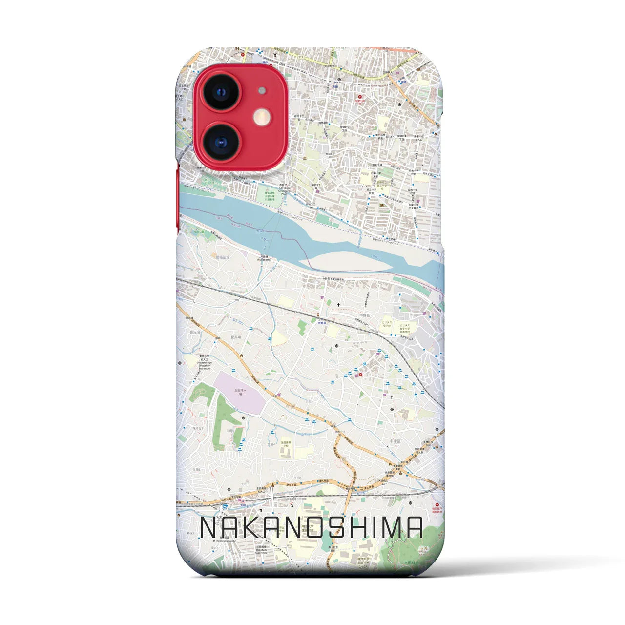 【中野島(神奈川県)】地図柄iPhoneケース(バックカバータイプ)