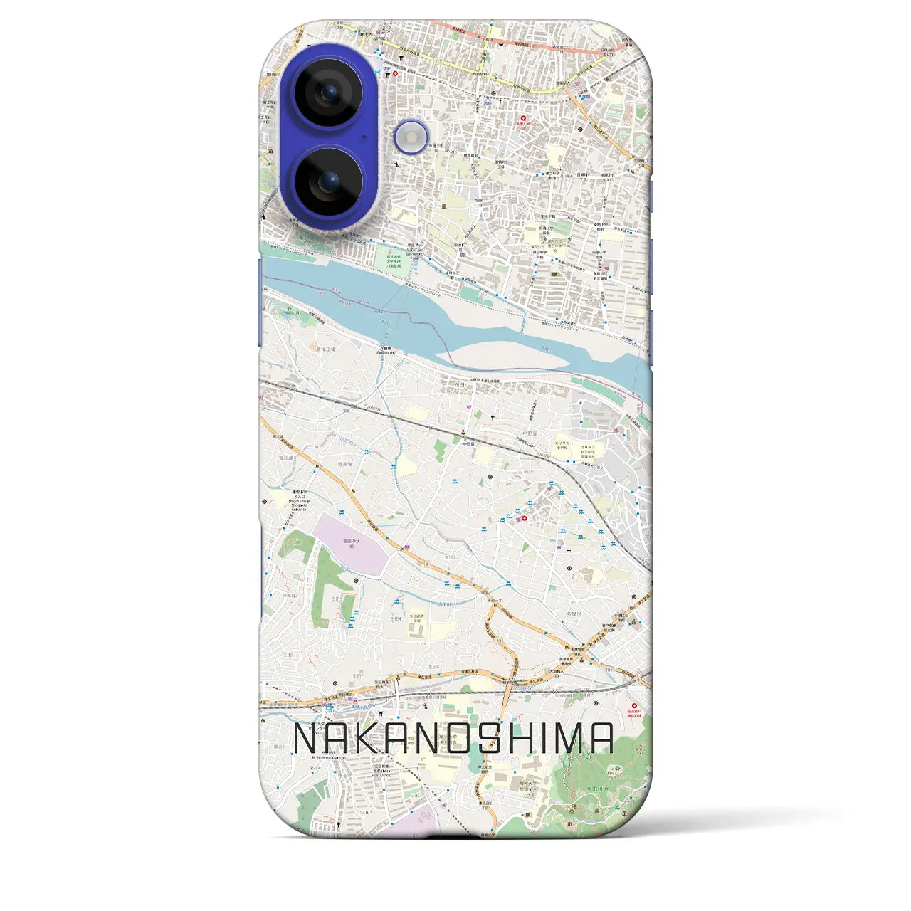 【中野島(神奈川県)】地図柄iPhoneケース(バックカバータイプ)ナチュラル・iPhone 16 Pro Max 用