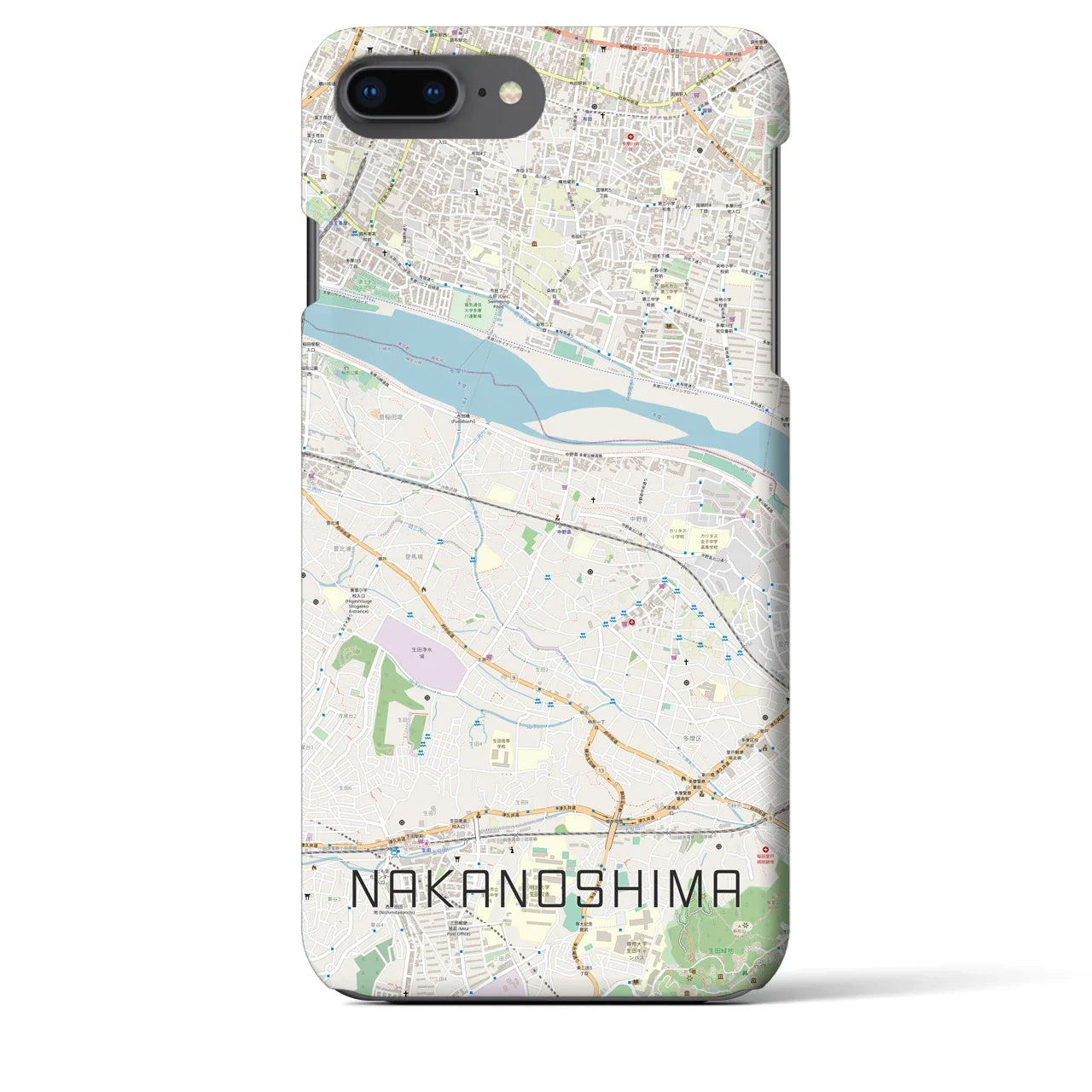 【中野島(神奈川県)】地図柄iPhoneケース(バックカバータイプ)