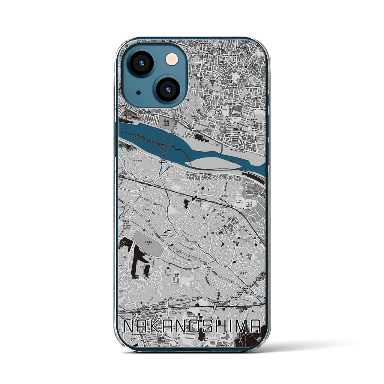 【中野島(神奈川県)】地図柄iPhoneケース(クリアタイプ)