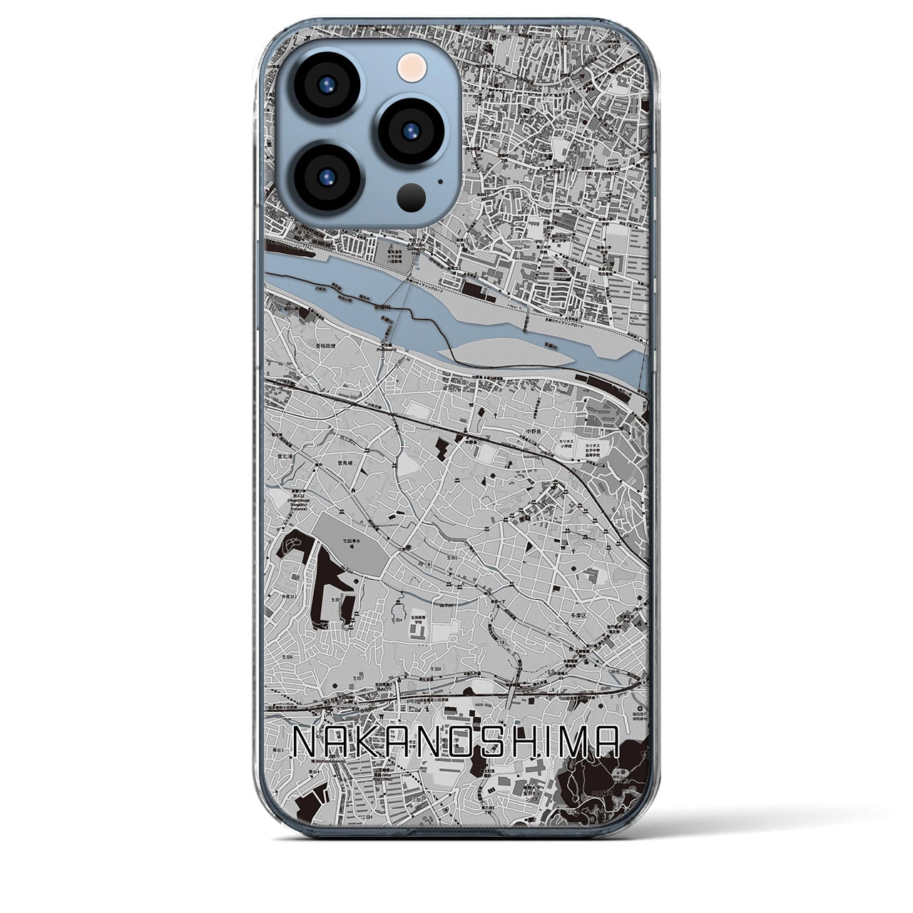 【中野島(神奈川県)】地図柄iPhoneケース(クリアタイプ)