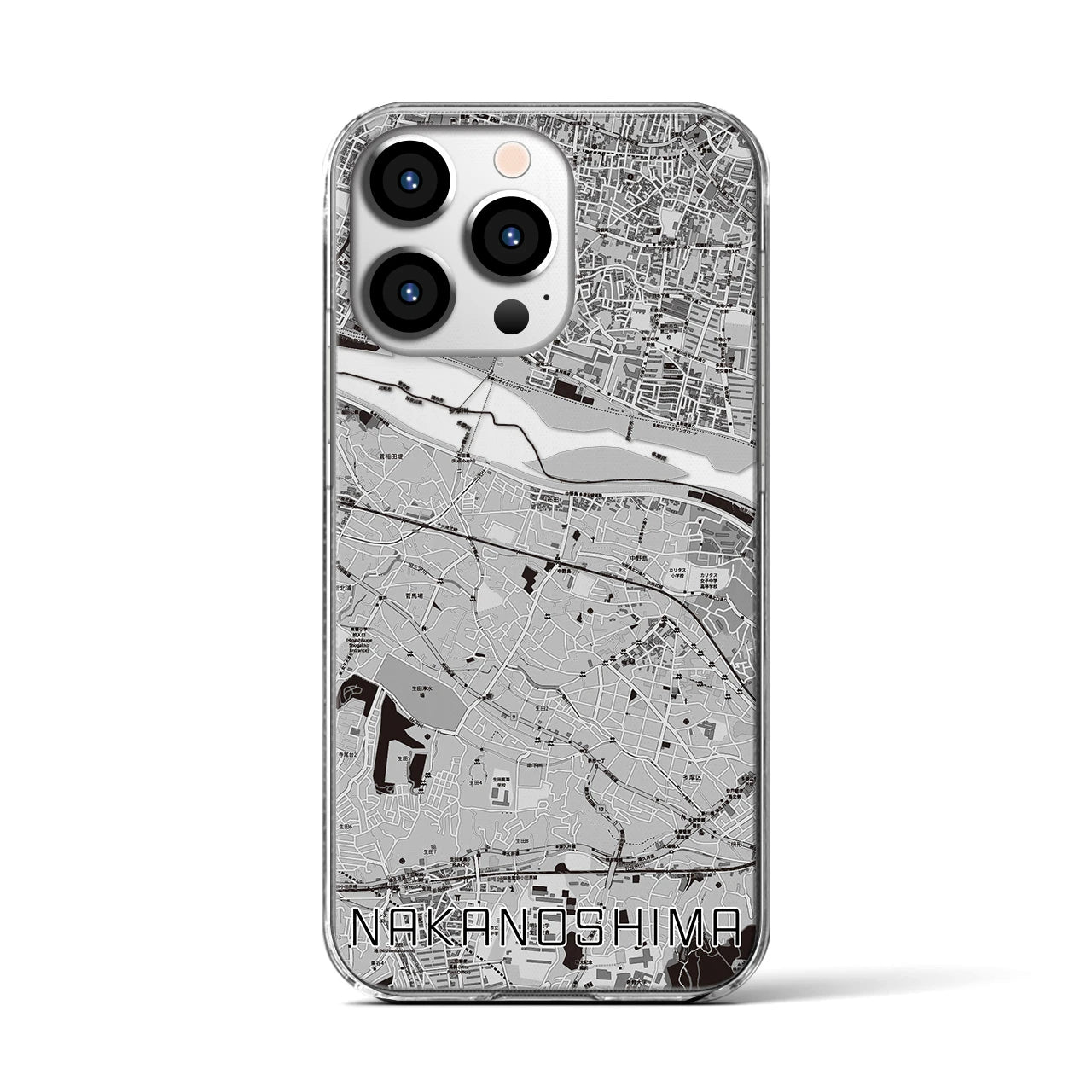 【中野島(神奈川県)】地図柄iPhoneケース(クリアタイプ)