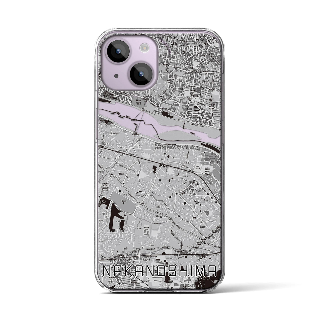 【中野島(神奈川県)】地図柄iPhoneケース(クリアタイプ)