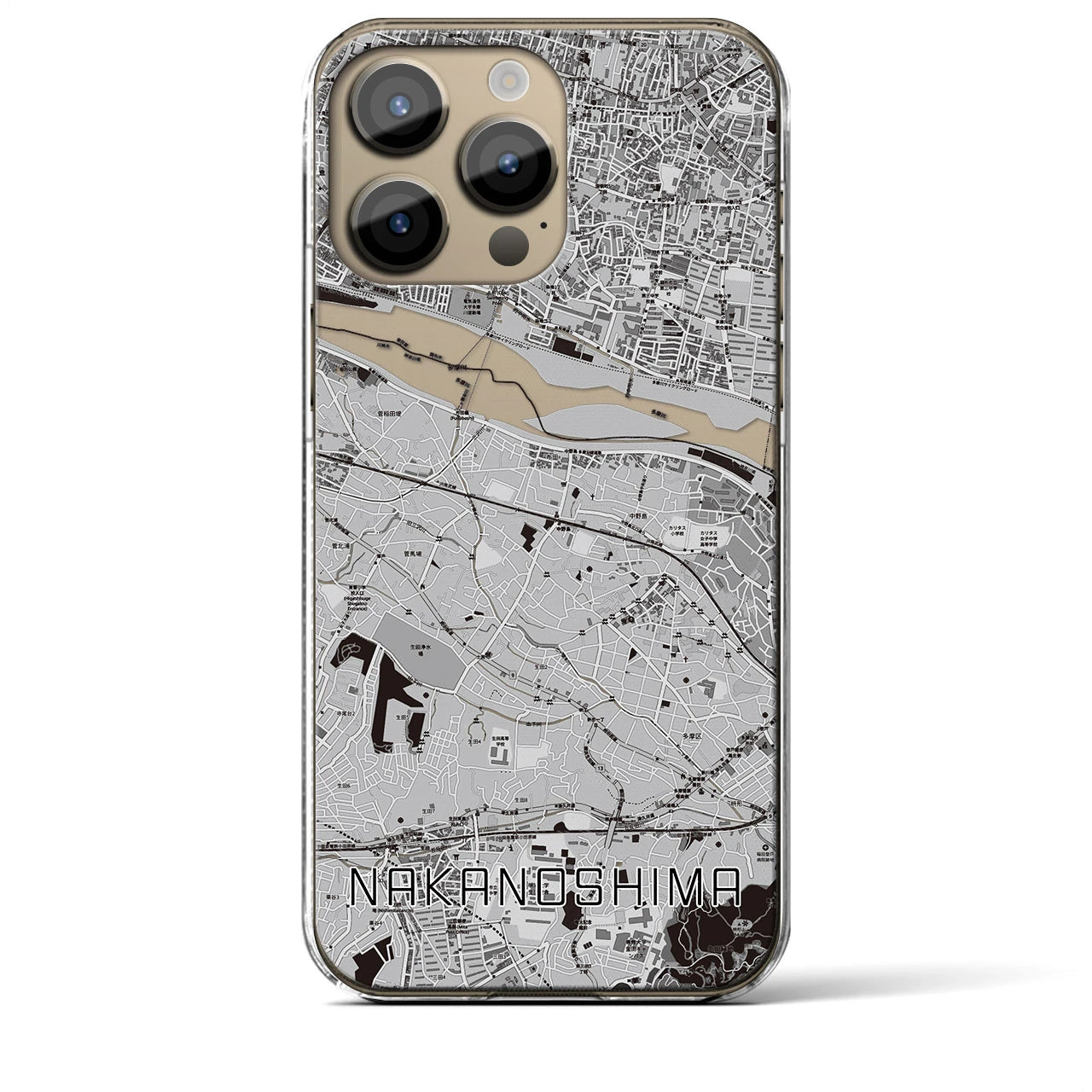 【中野島(神奈川県)】地図柄iPhoneケース(クリアタイプ)
