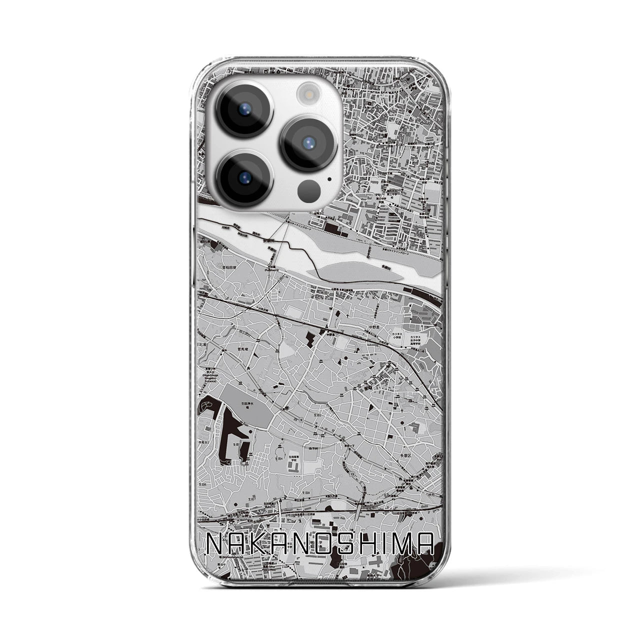【中野島(神奈川県)】地図柄iPhoneケース(クリアタイプ)