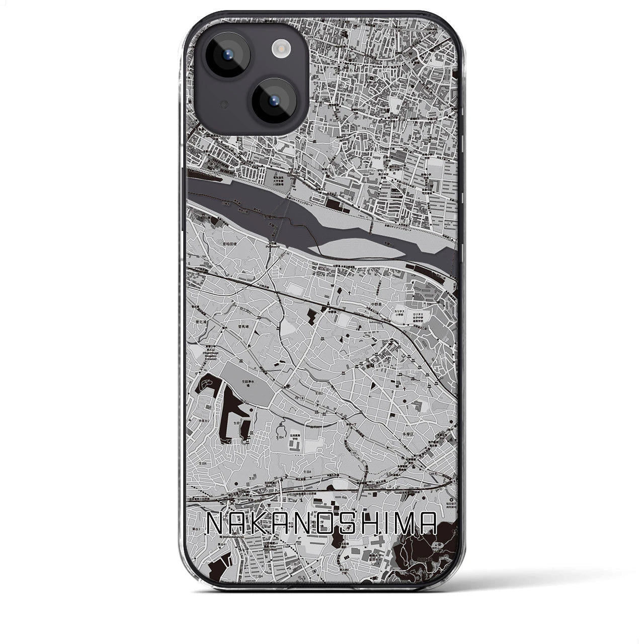 【中野島(神奈川県)】地図柄iPhoneケース(クリアタイプ)