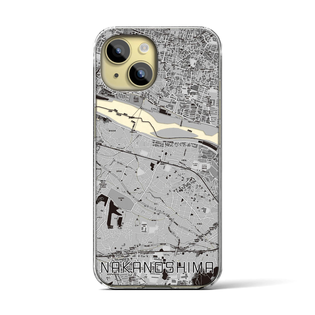 【中野島(神奈川県)】地図柄iPhoneケース(クリアタイプ)