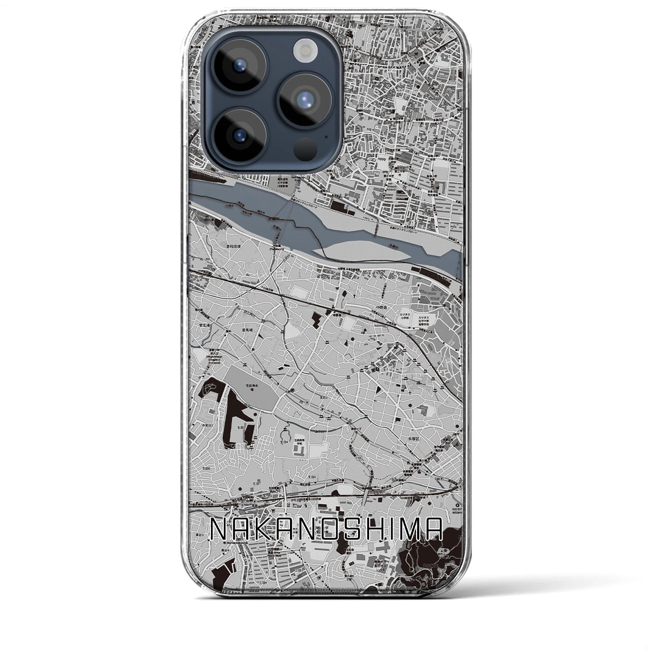 【中野島(神奈川県)】地図柄iPhoneケース(クリアタイプ)