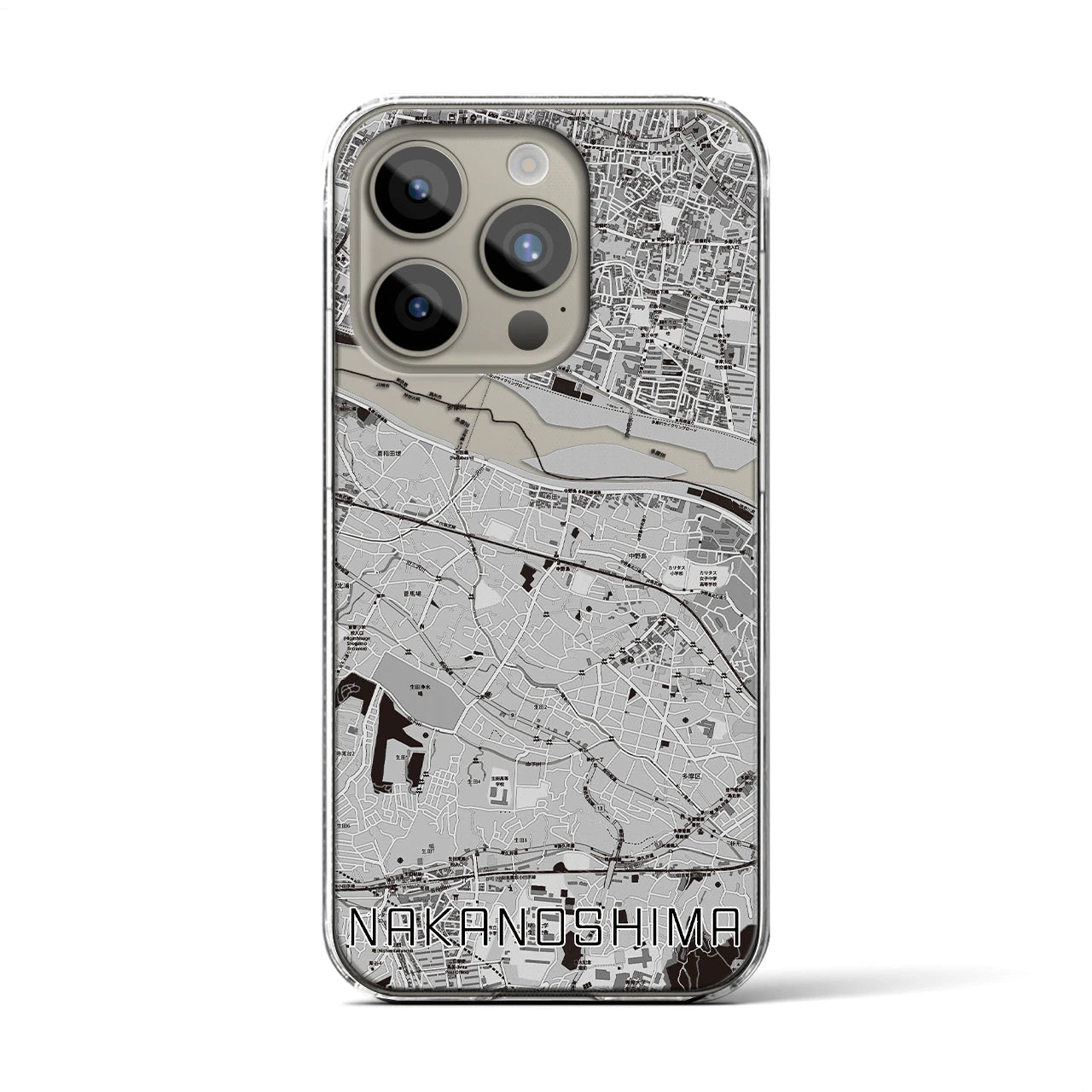 【中野島(神奈川県)】地図柄iPhoneケース(クリアタイプ)