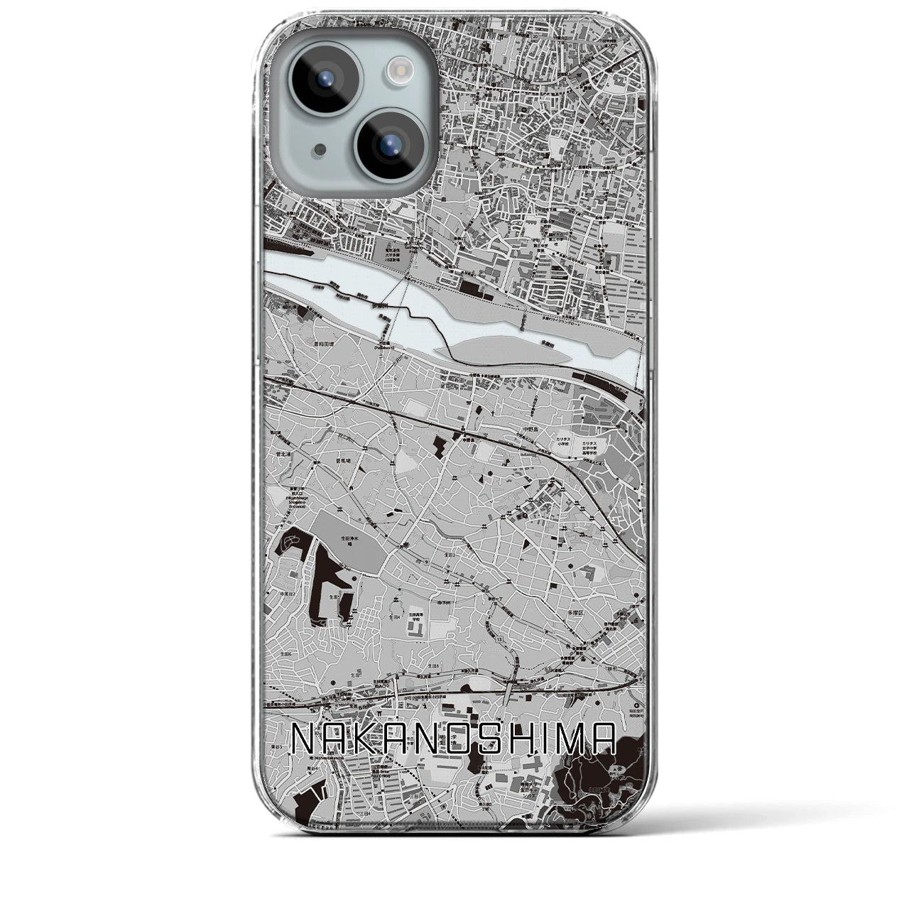 【中野島(神奈川県)】地図柄iPhoneケース(クリアタイプ)