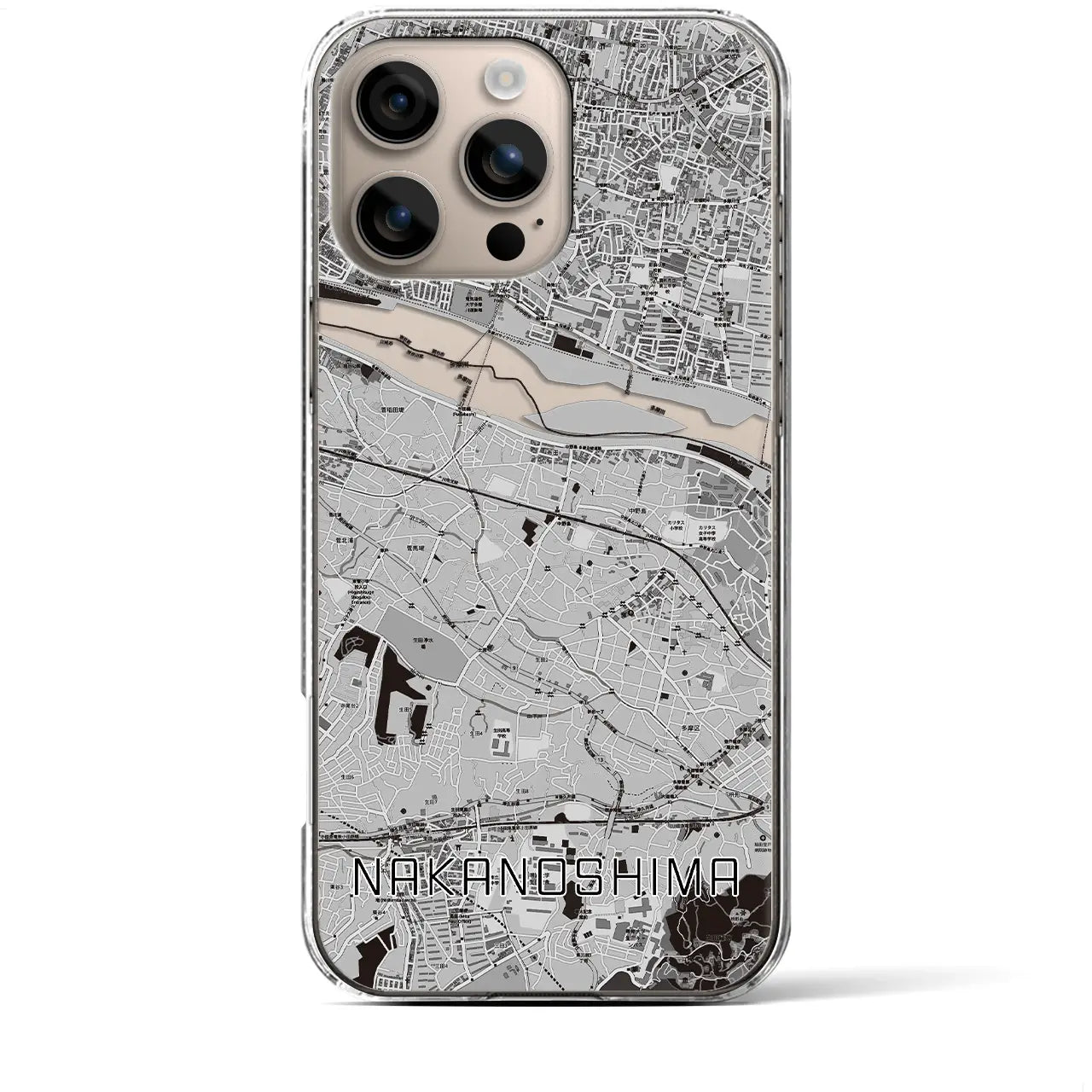 【中野島(神奈川県)】地図柄iPhoneケース(クリアタイプ)