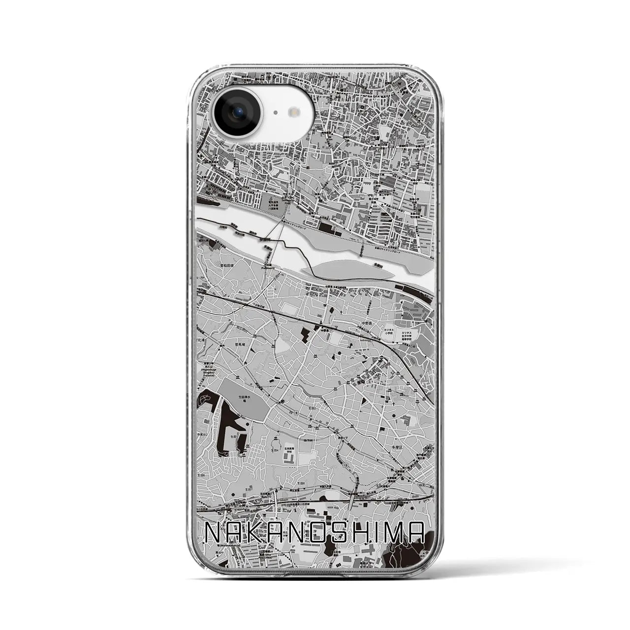 【中野島(神奈川県)】地図柄iPhoneケース(クリアタイプ)