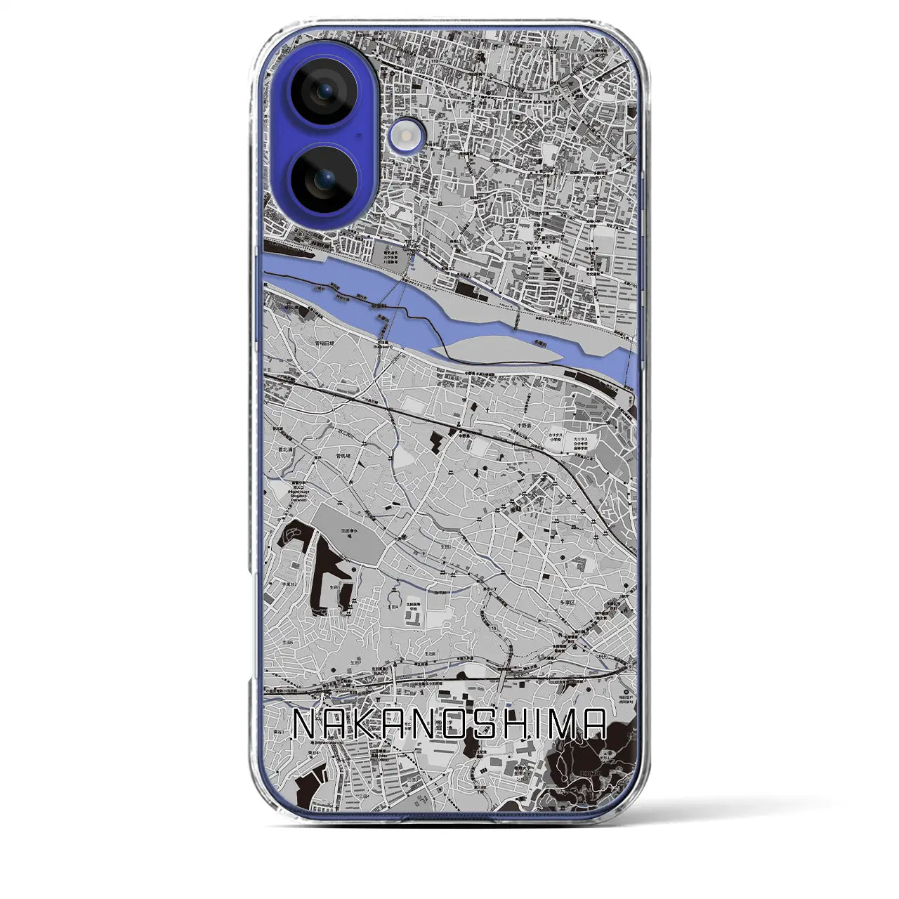 【中野島(神奈川県)】地図柄iPhoneケース(クリアタイプ)