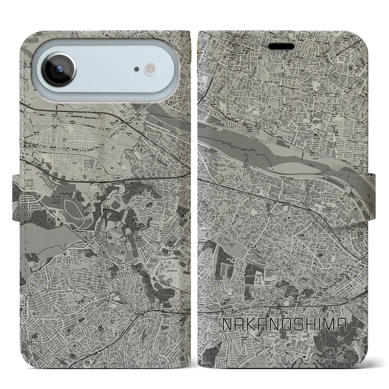 【中野島(神奈川県)】地図柄iPhoneケース(手帳タイプ)