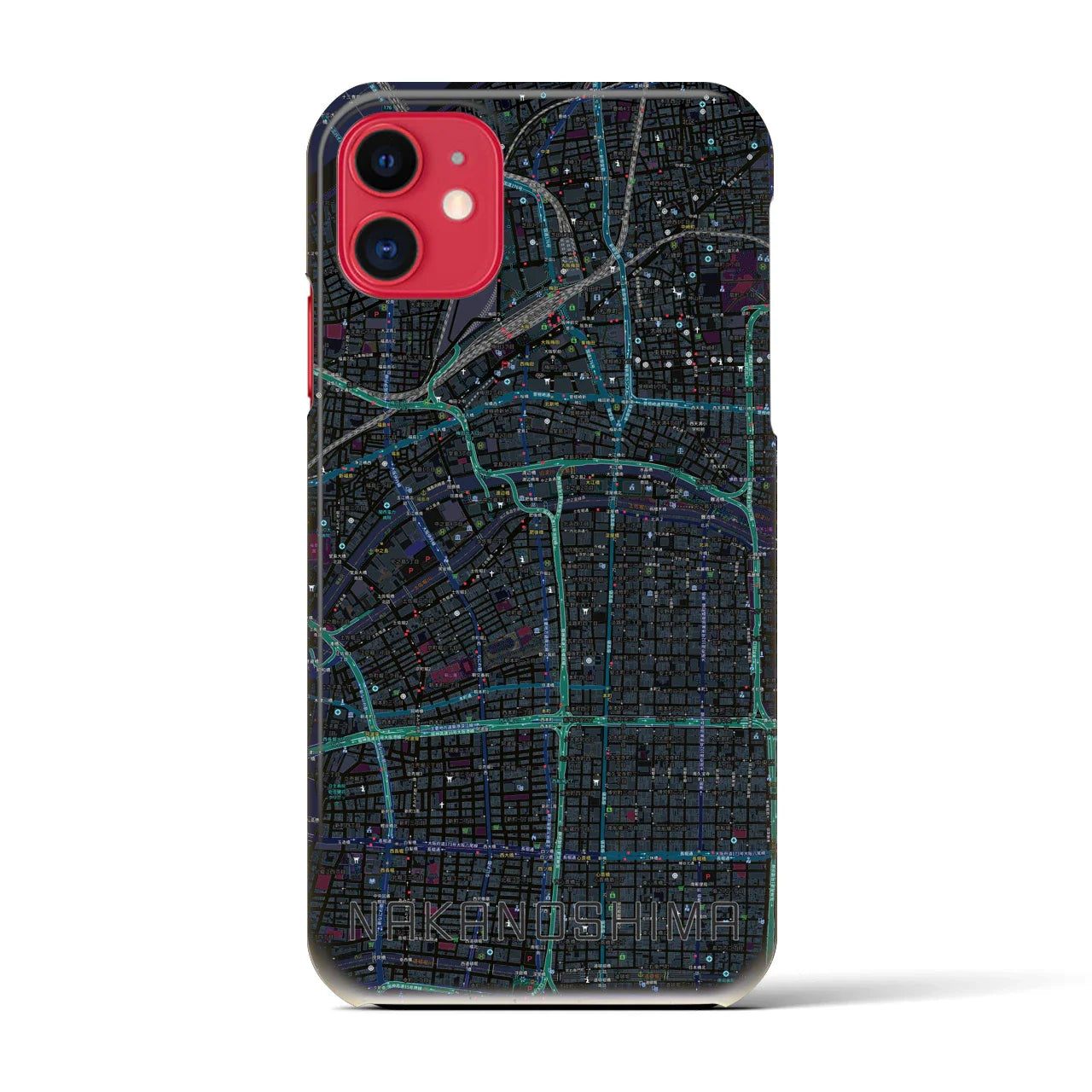 【中之島(大阪府)】地図柄iPhoneケース(バックカバータイプ)