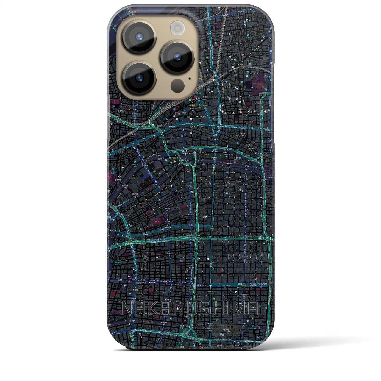【中之島(大阪府)】地図柄iPhoneケース(バックカバータイプ)