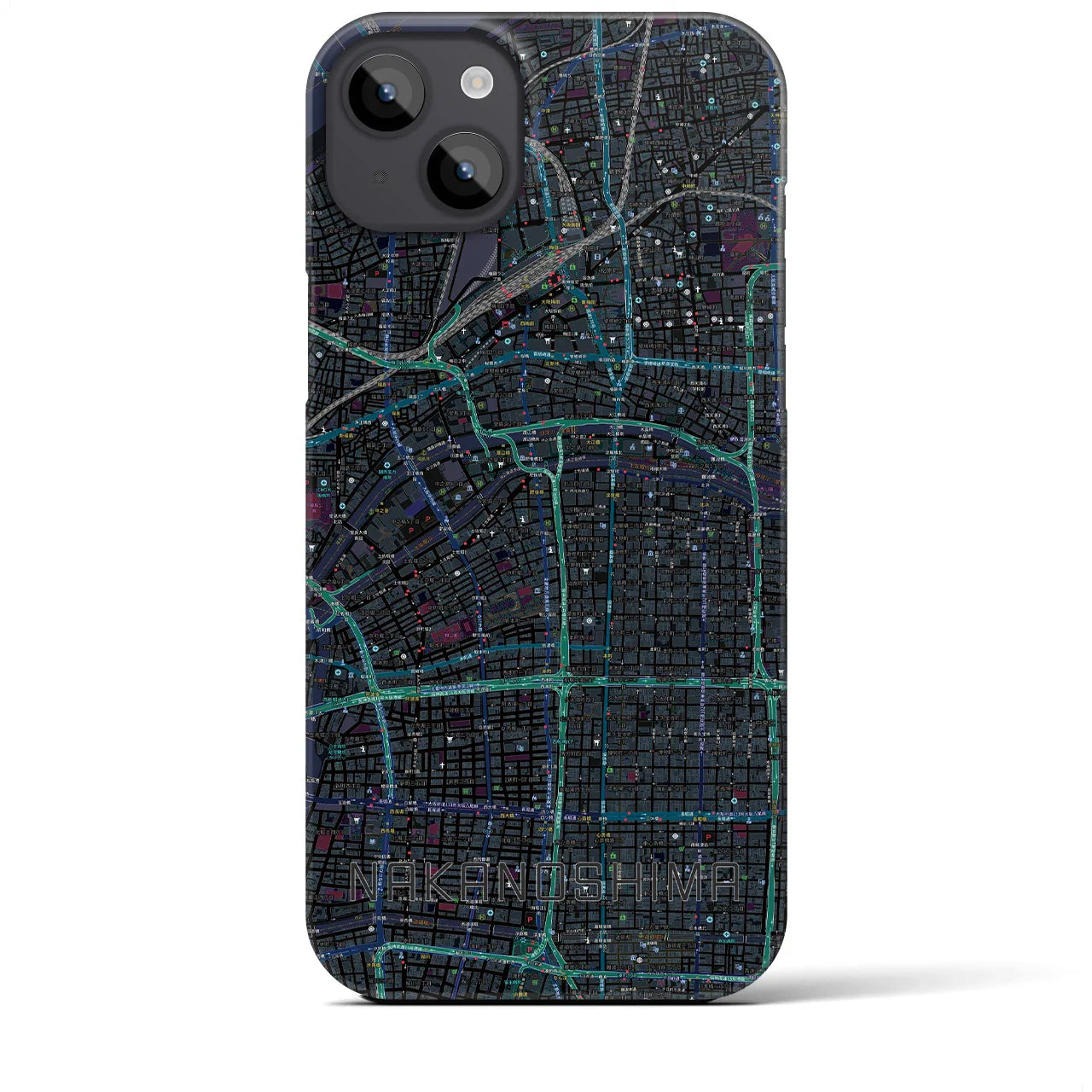 【中之島(大阪府)】地図柄iPhoneケース(バックカバータイプ)