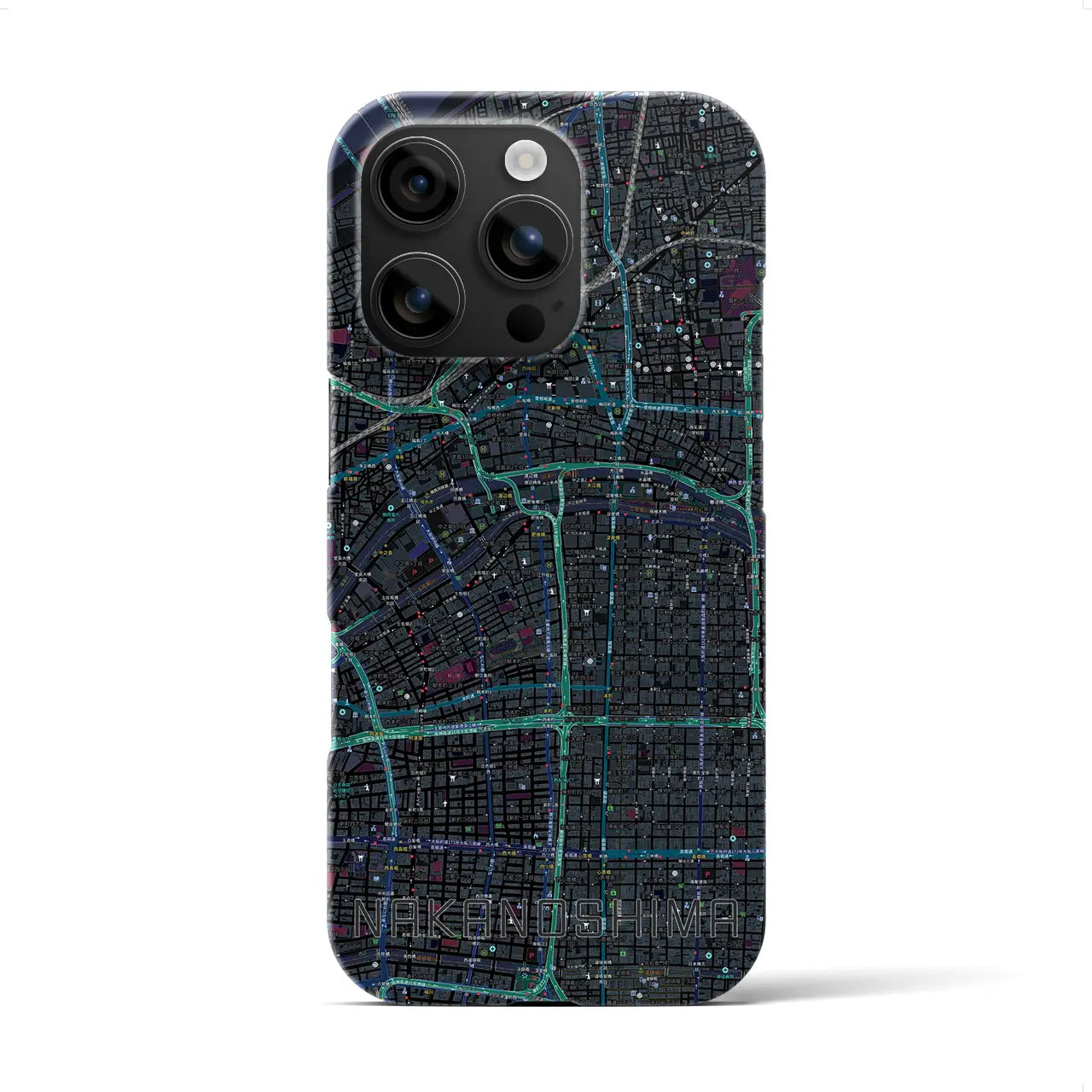 【中之島(大阪府)】地図柄iPhoneケース(バックカバータイプ)