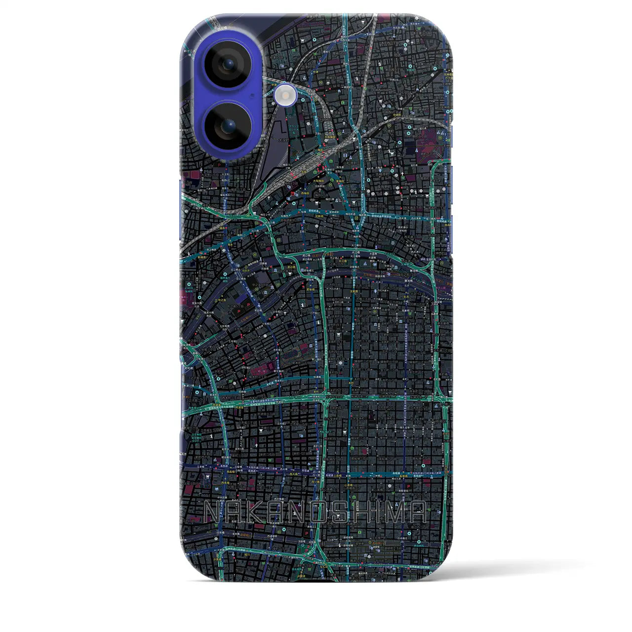 【中之島(大阪府)】地図柄iPhoneケース(バックカバータイプ)