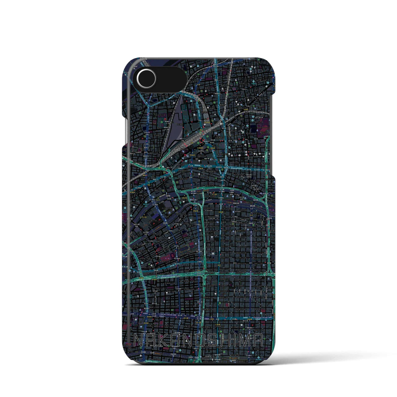 【中之島(大阪府)】地図柄iPhoneケース(バックカバータイプ)