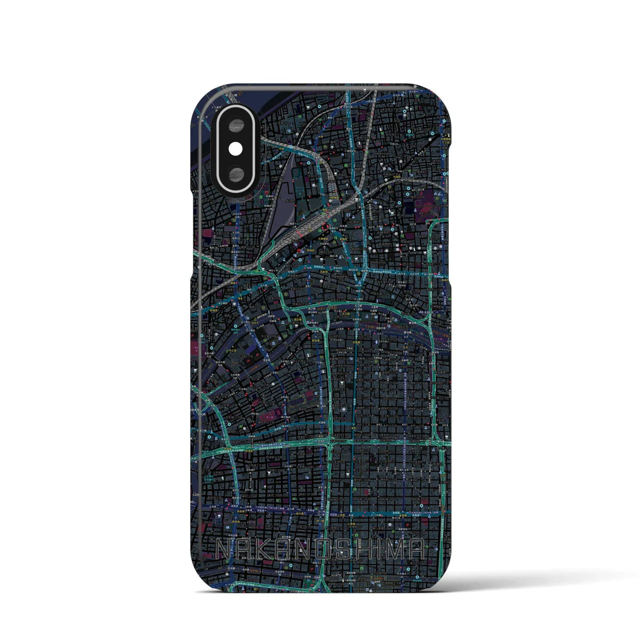 【中之島(大阪府)】地図柄iPhoneケース(バックカバータイプ)