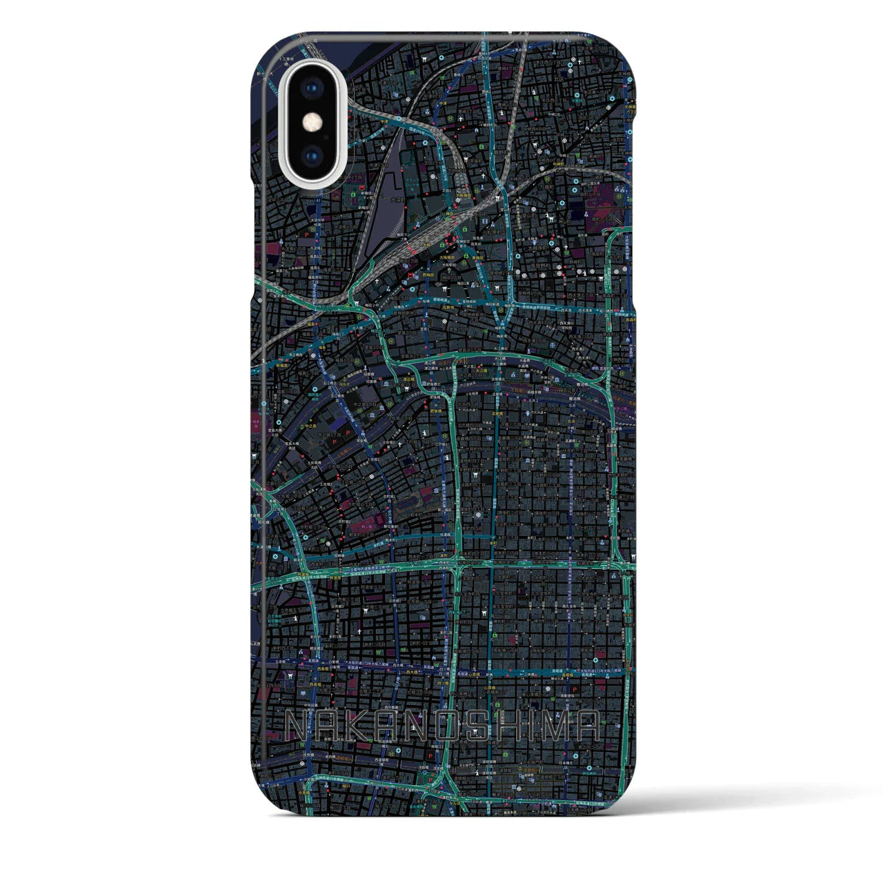 【中之島(大阪府)】地図柄iPhoneケース(バックカバータイプ)