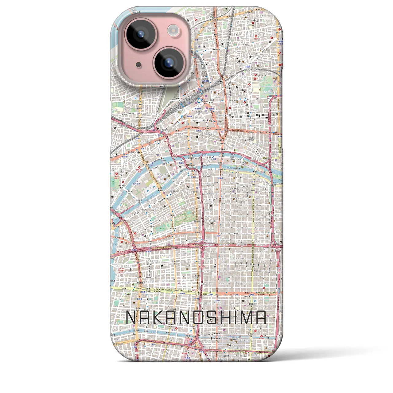 【中之島(大阪府)】地図柄iPhoneケース(バックカバータイプ)