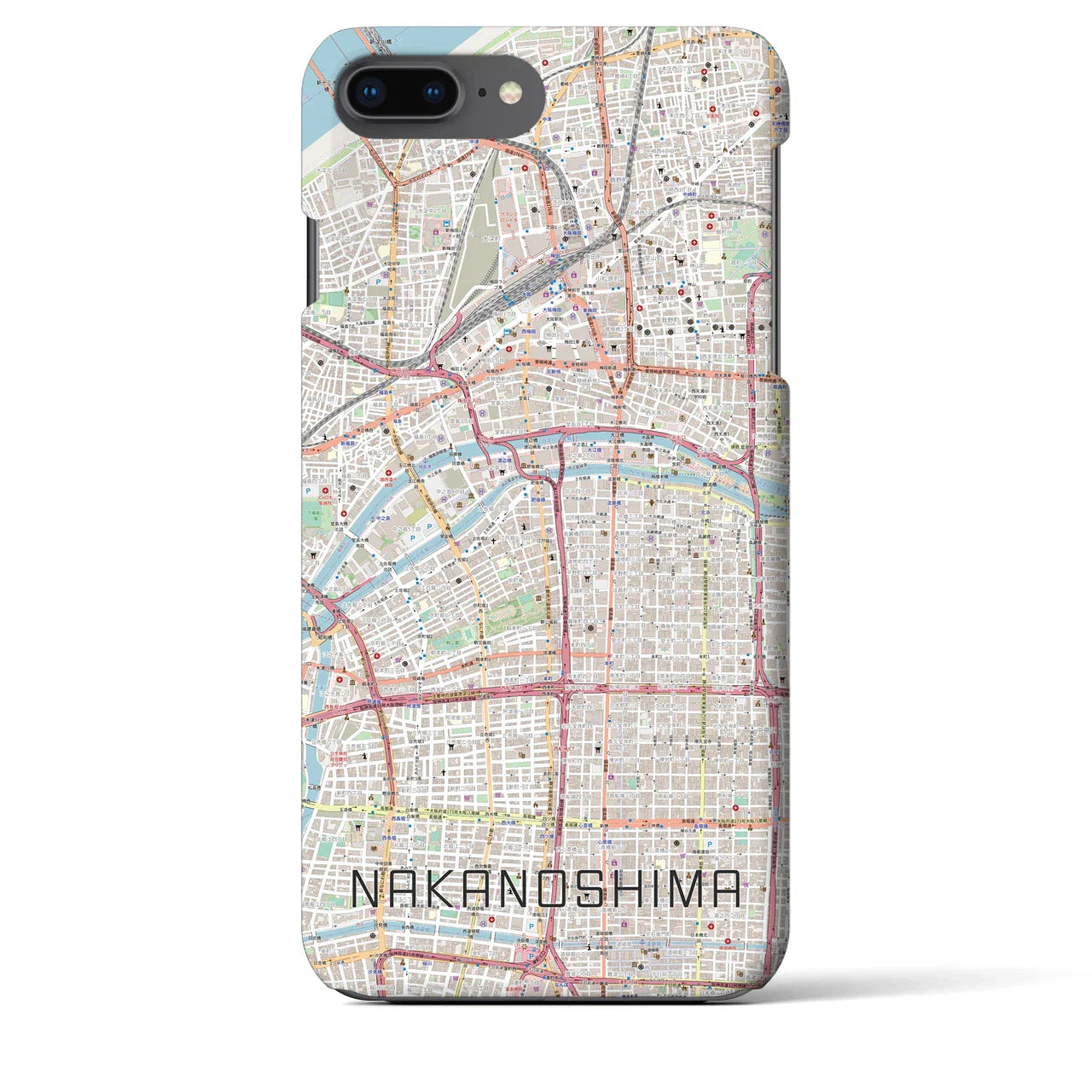 【中之島(大阪府)】地図柄iPhoneケース(バックカバータイプ)