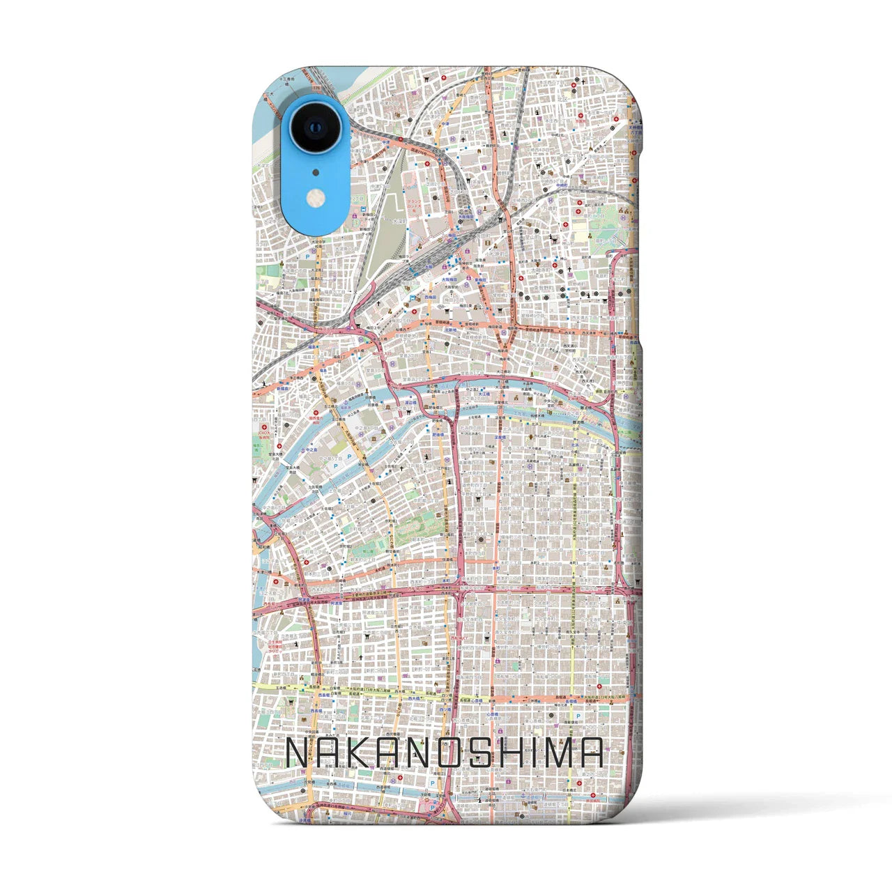 【中之島(大阪府)】地図柄iPhoneケース(バックカバータイプ)