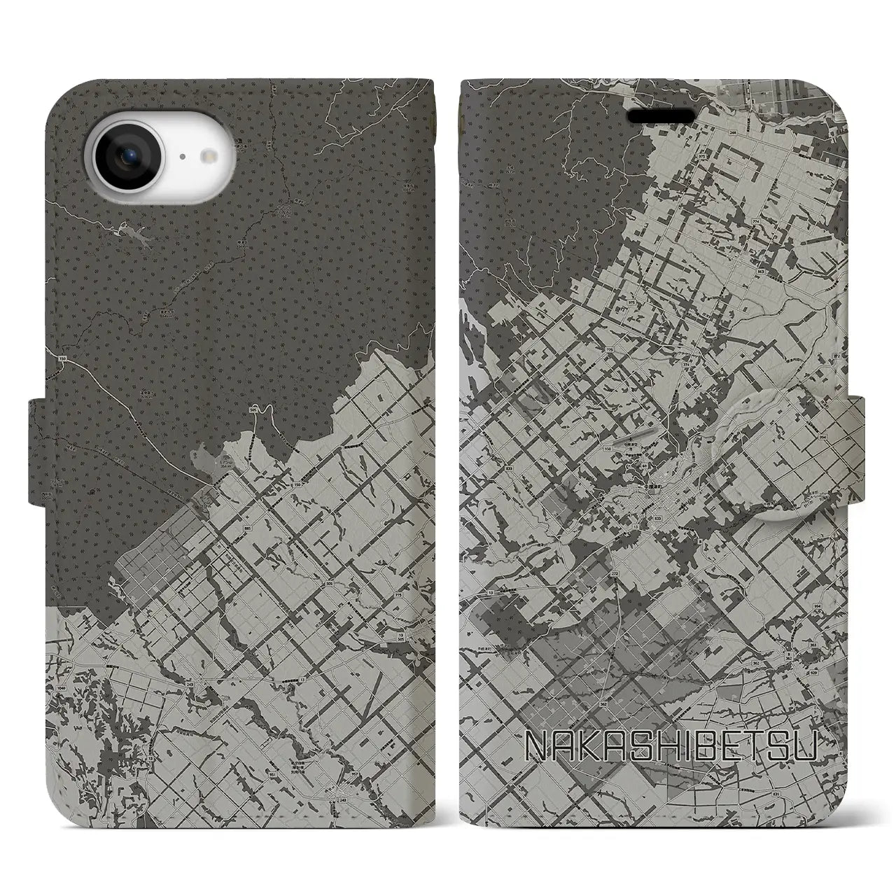 【中標津(北海道)】地図柄iPhoneケース(手帳タイプ)