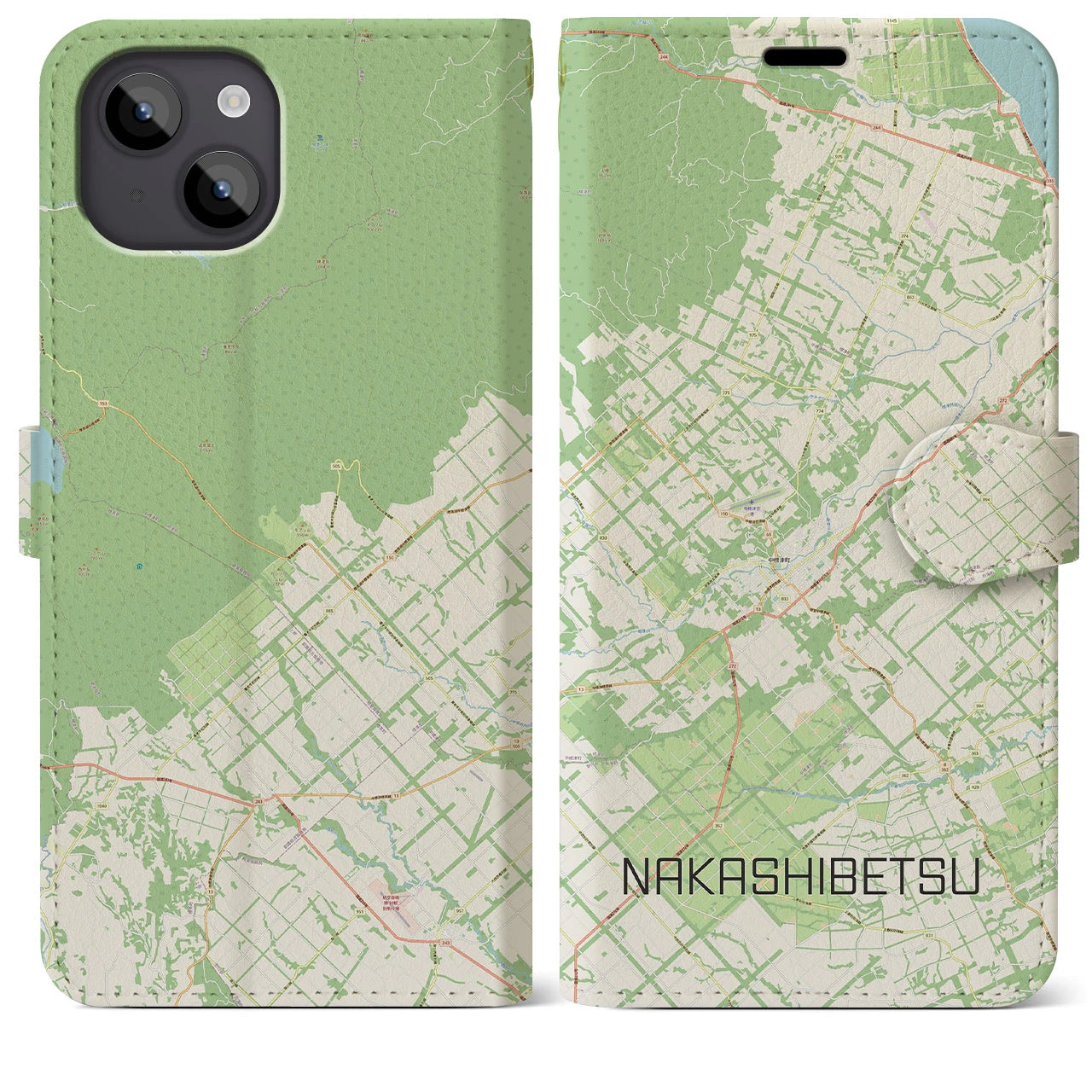 【中標津(北海道)】地図柄iPhoneケース(手帳タイプ)