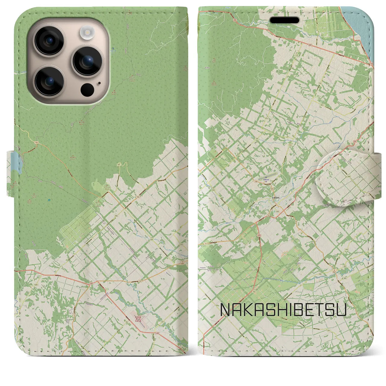【中標津(北海道)】地図柄iPhoneケース(手帳タイプ)