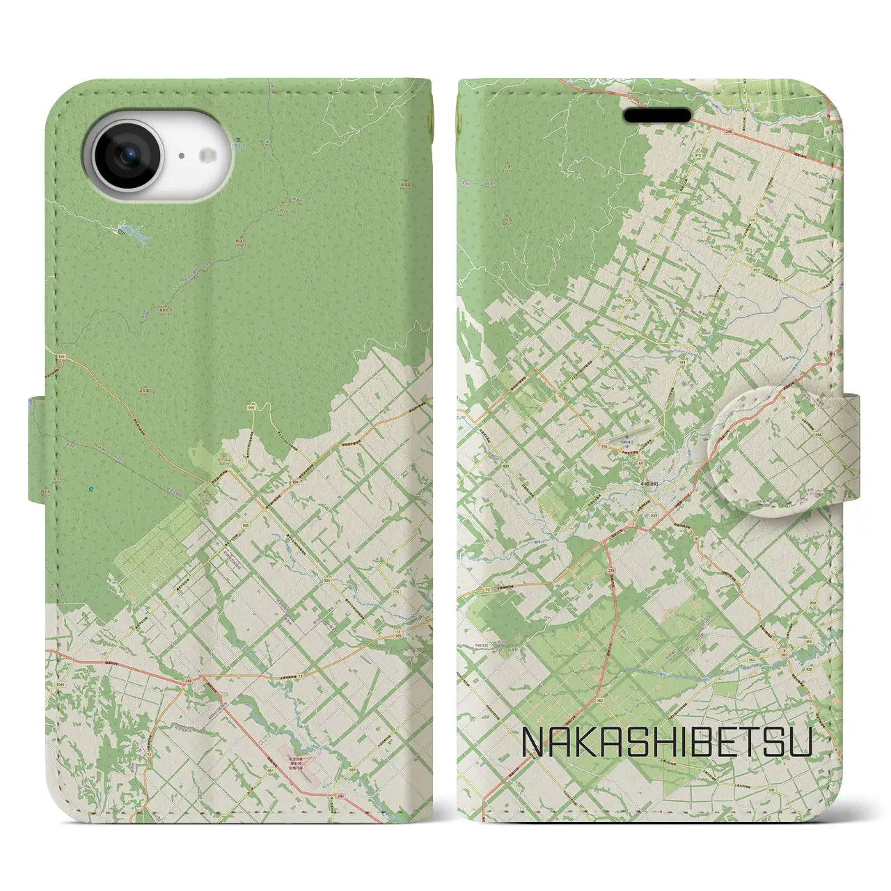 【中標津(北海道)】地図柄iPhoneケース(手帳タイプ)