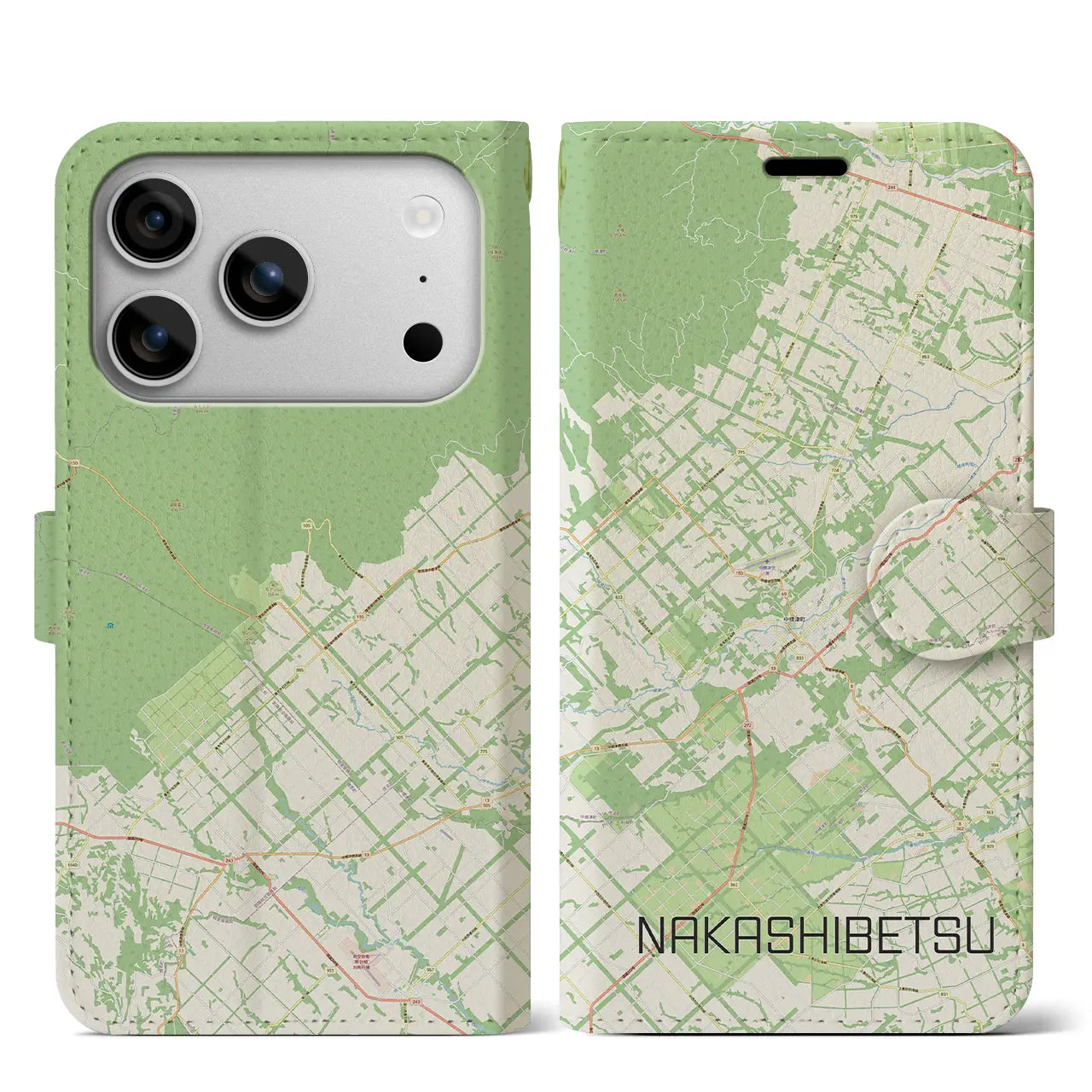 【中標津(北海道)】地図柄iPhoneケース(手帳タイプ)