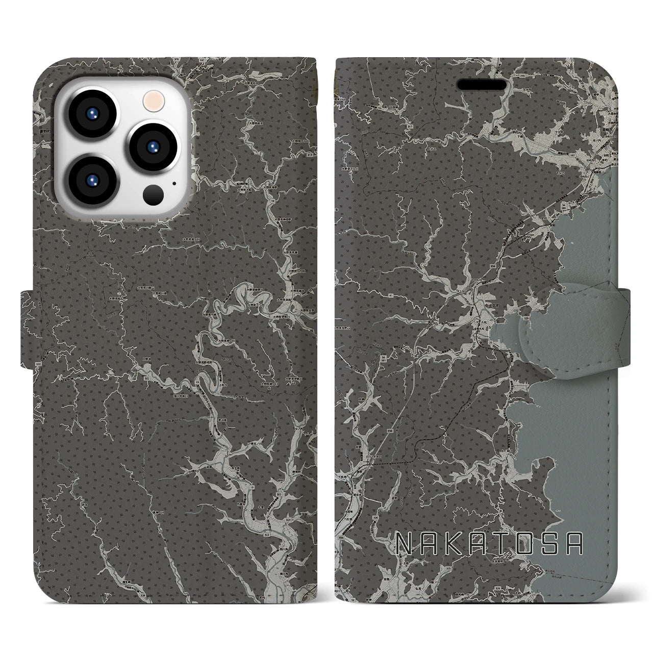 【中土佐(高知県)】地図柄iPhoneケース(手帳タイプ)