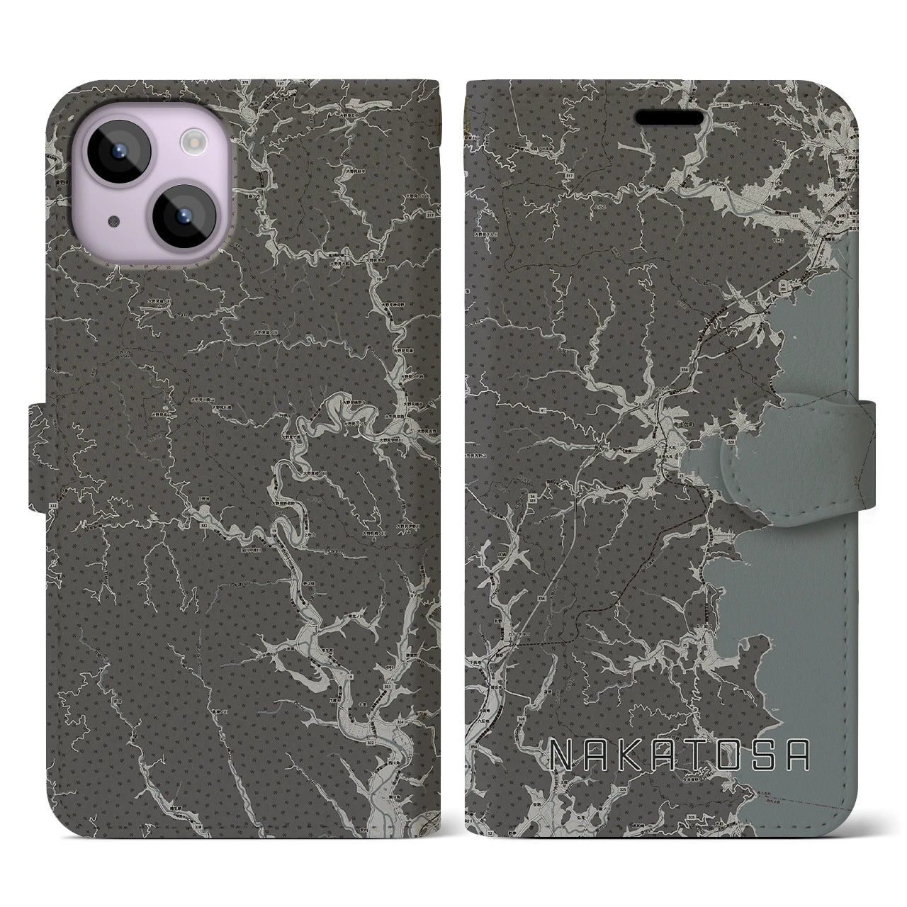 【中土佐(高知県)】地図柄iPhoneケース(手帳タイプ)