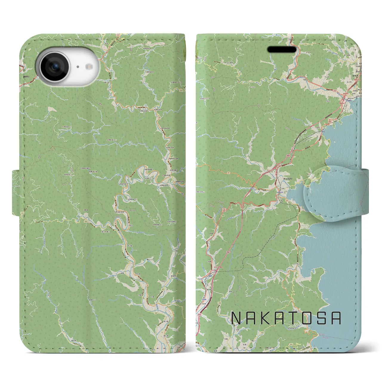 【中土佐(高知県)】地図柄iPhoneケース(手帳タイプ)