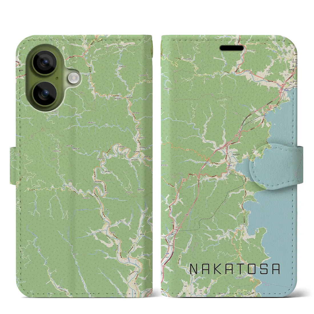 【中土佐(高知県)】地図柄iPhoneケース(手帳タイプ)ナチュラル・iPhone 17 Pro Max 用