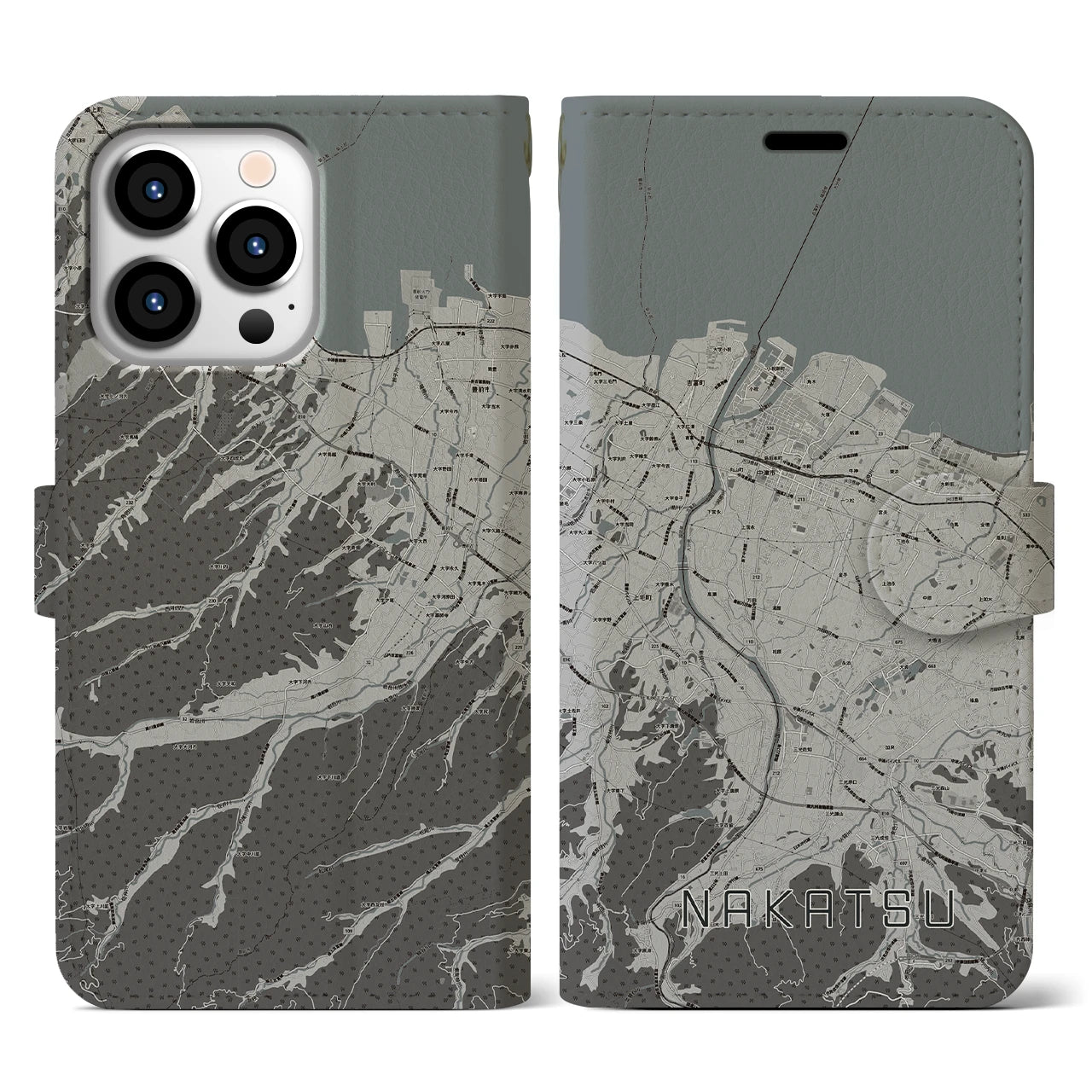 【中津(大分県)】地図柄iPhoneケース(手帳タイプ)