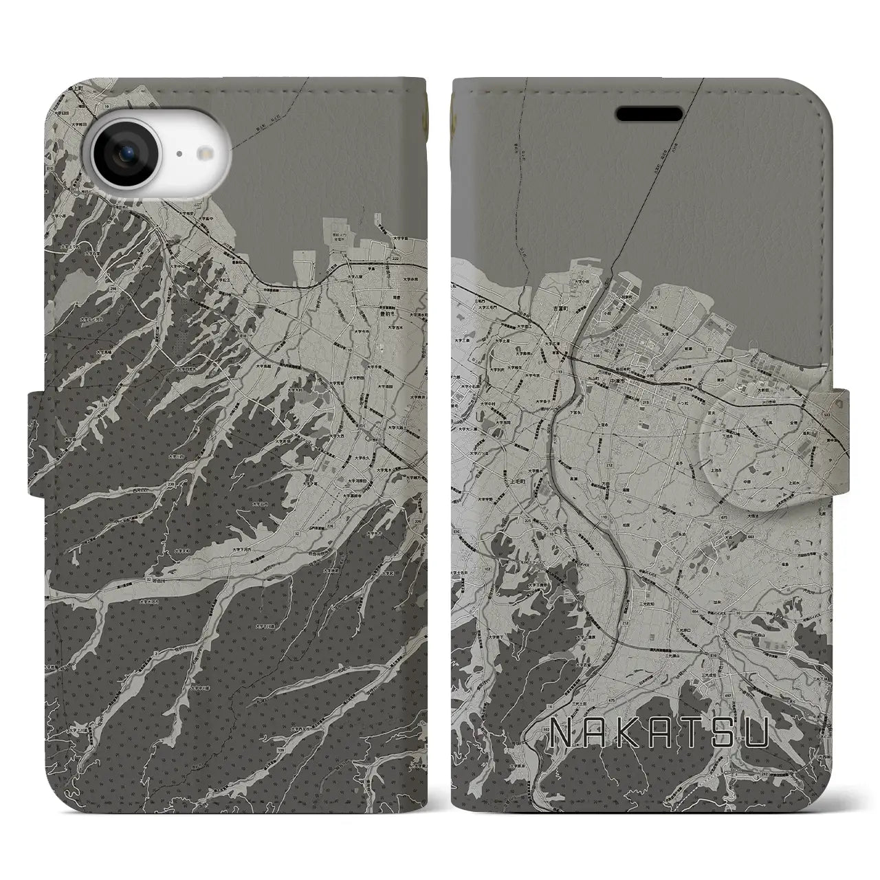 【中津(大分県)】地図柄iPhoneケース(手帳タイプ)