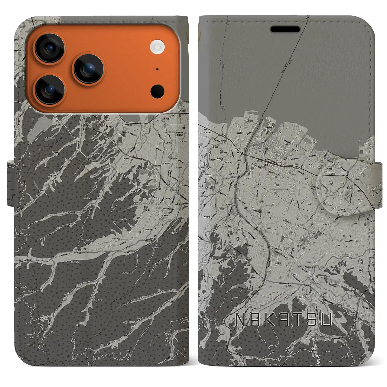 【中津(大分県)】地図柄iPhoneケース(手帳タイプ)