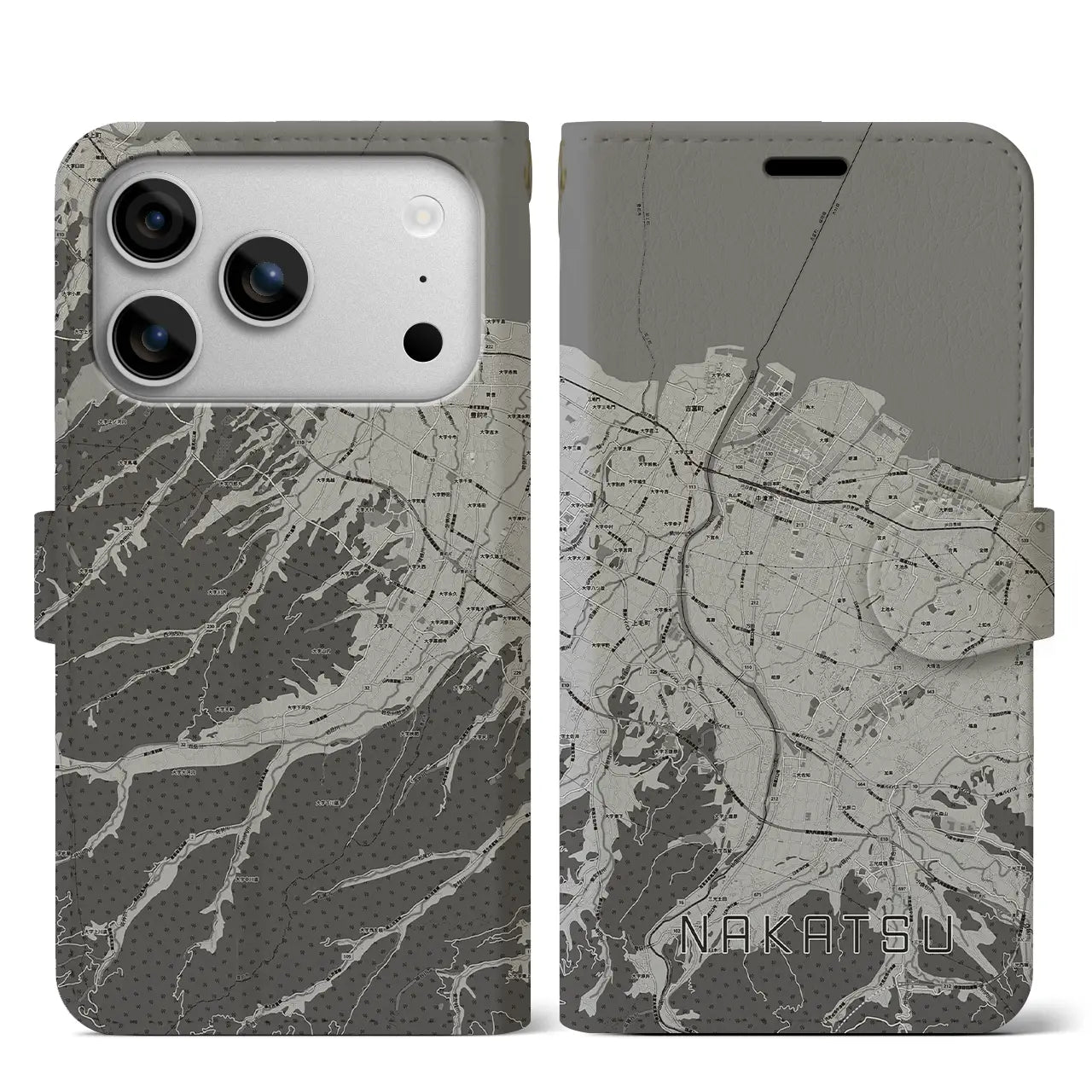 【中津(大分県)】地図柄iPhoneケース(手帳タイプ)