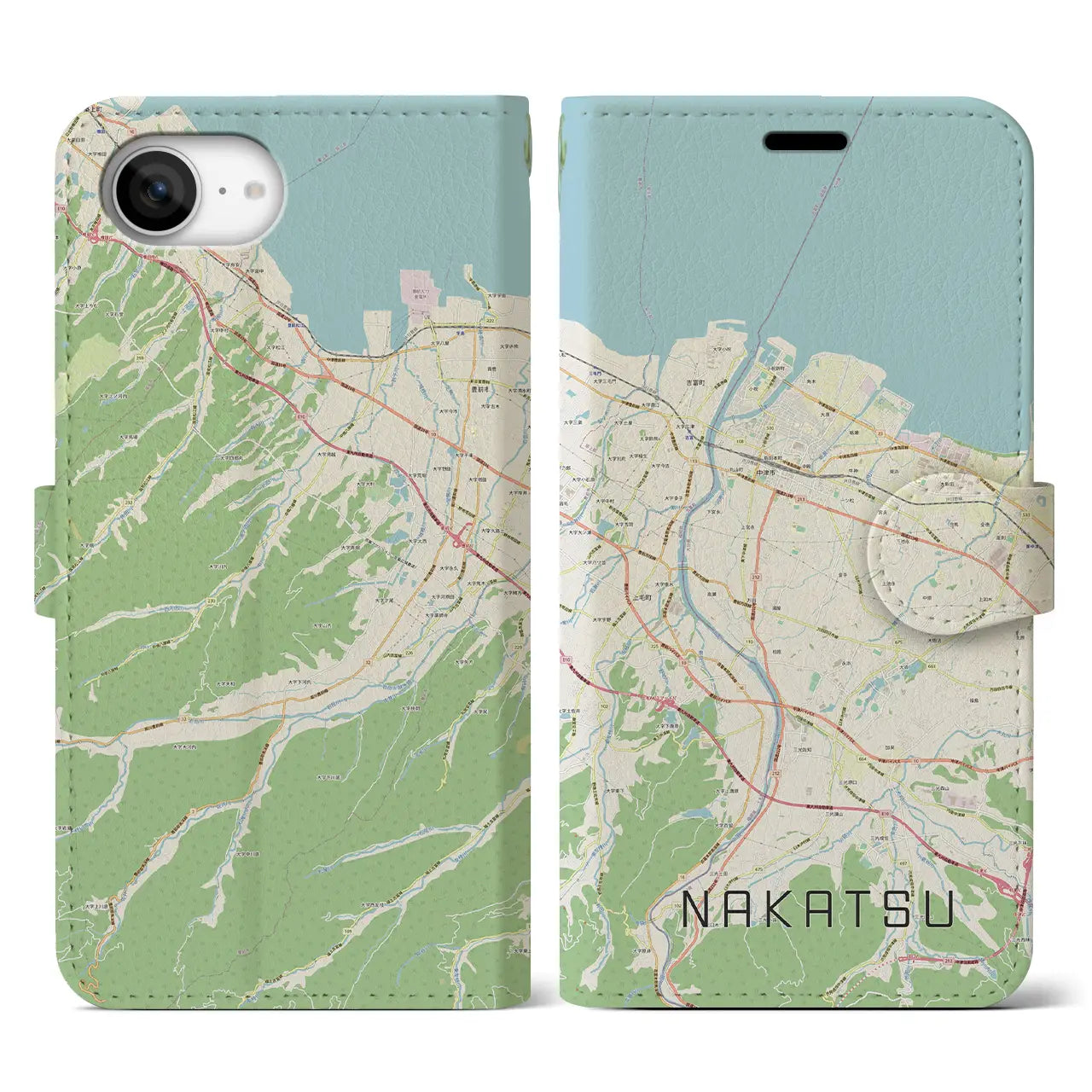 【中津(大分県)】地図柄iPhoneケース(手帳タイプ)