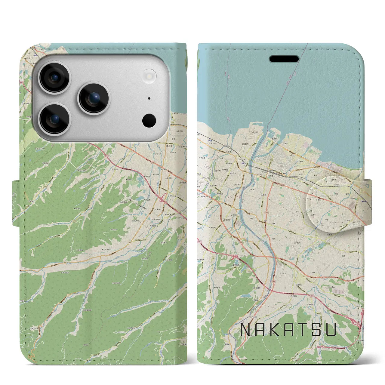 【中津(大分県)】地図柄iPhoneケース(手帳タイプ)