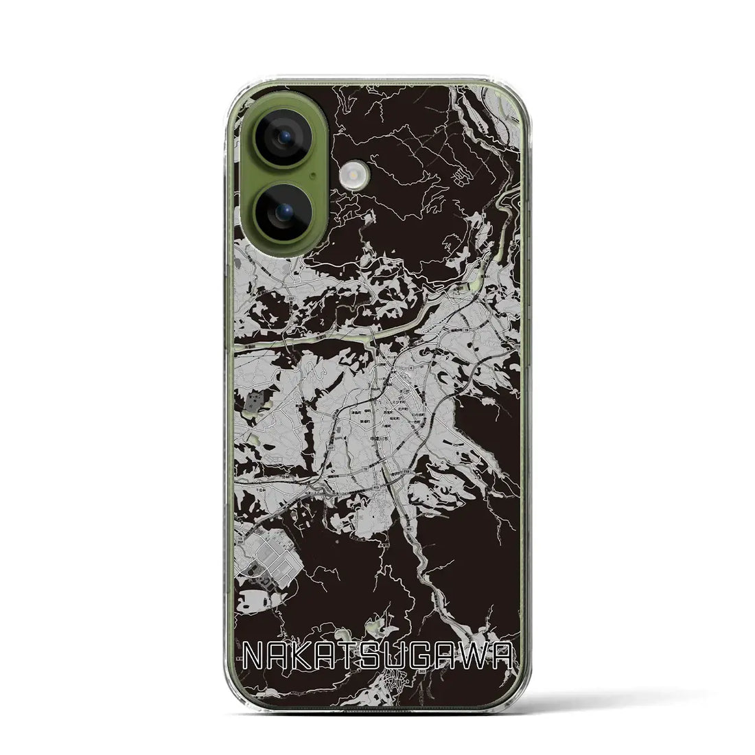 【中津川(岐阜県)】地図柄iPhoneケース(クリアタイプ)モノトーン・iPhone 17 Pro Max 用