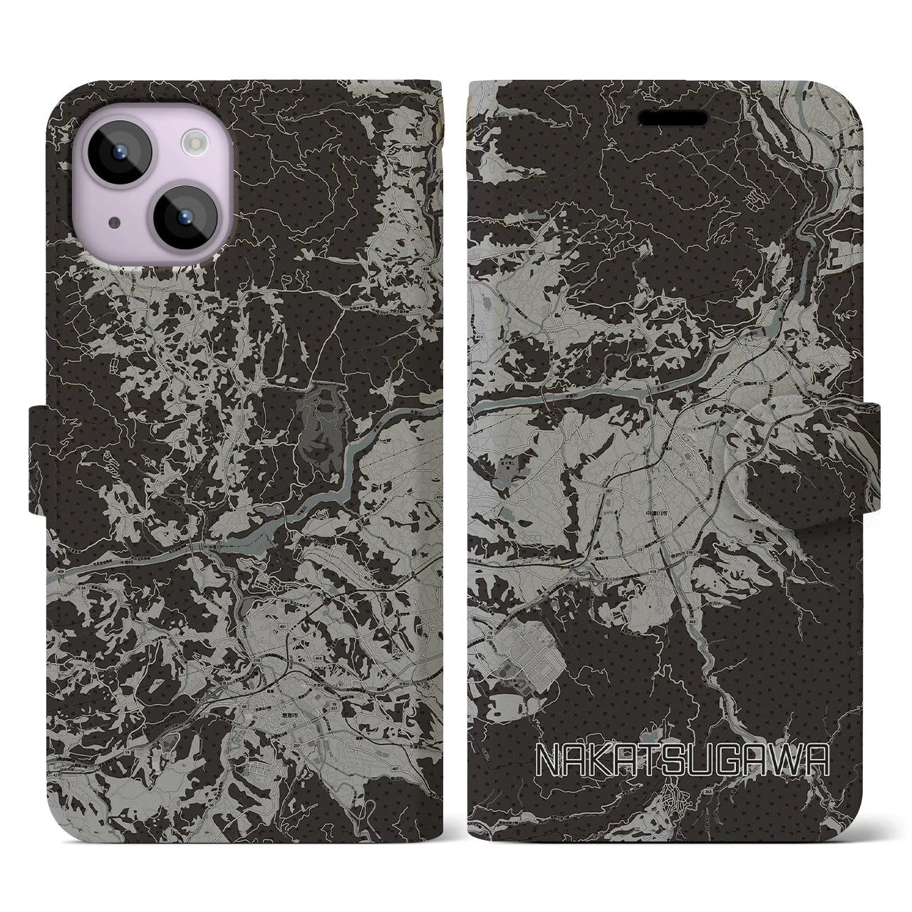 【中津川(岐阜県)】地図柄iPhoneケース(手帳タイプ)