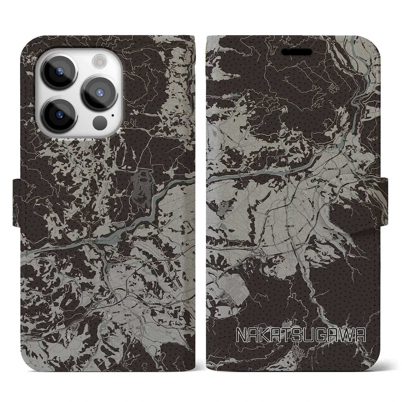 【中津川(岐阜県)】地図柄iPhoneケース(手帳タイプ)