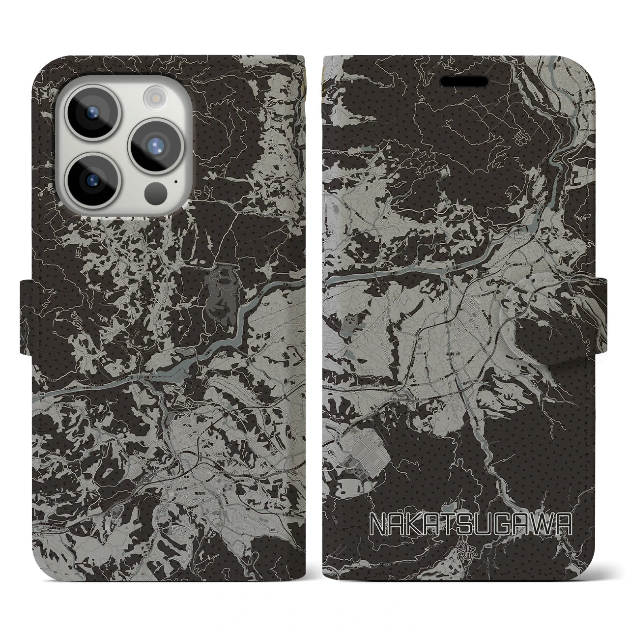 【中津川(岐阜県)】地図柄iPhoneケース(手帳タイプ)