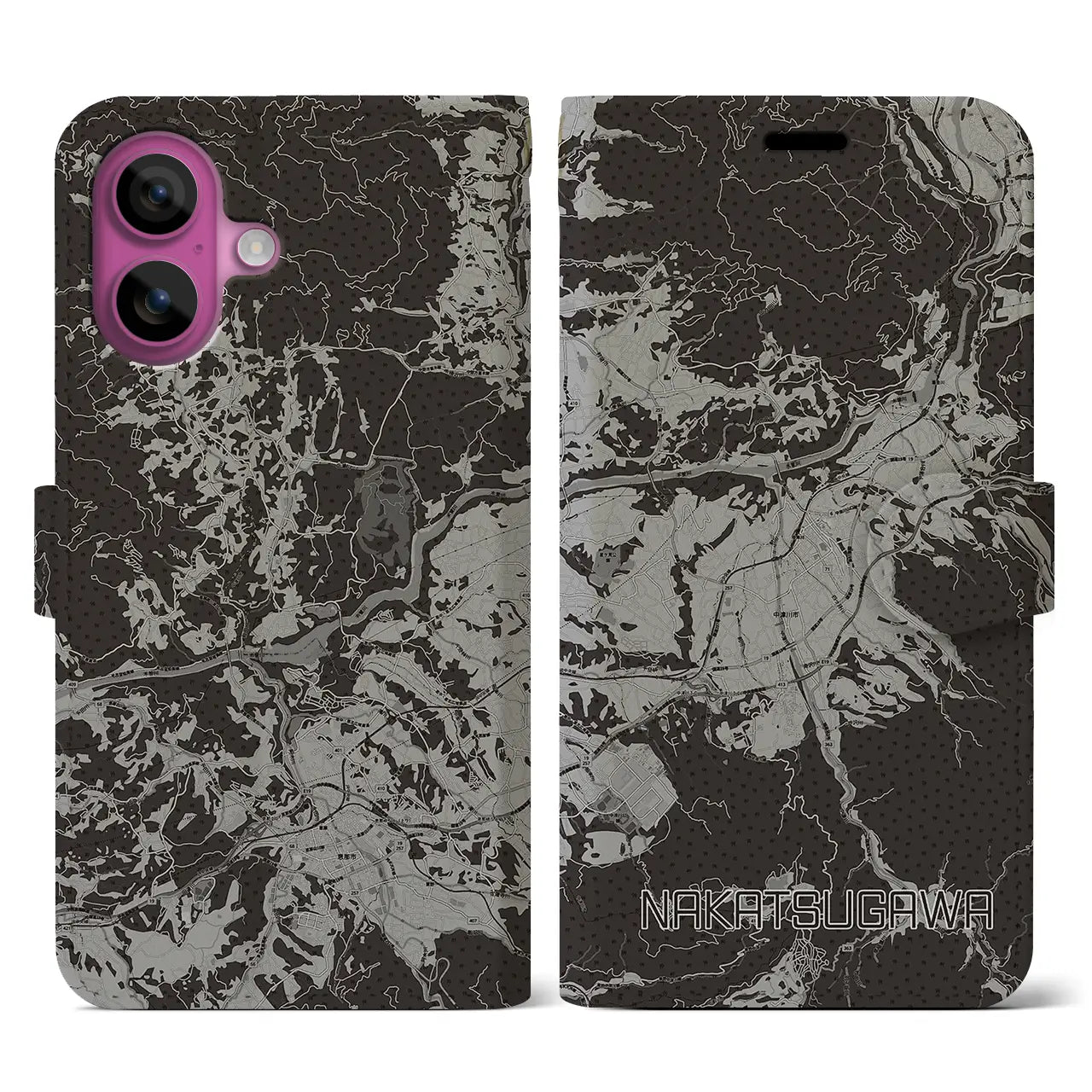 【中津川(岐阜県)】地図柄iPhoneケース(手帳タイプ)